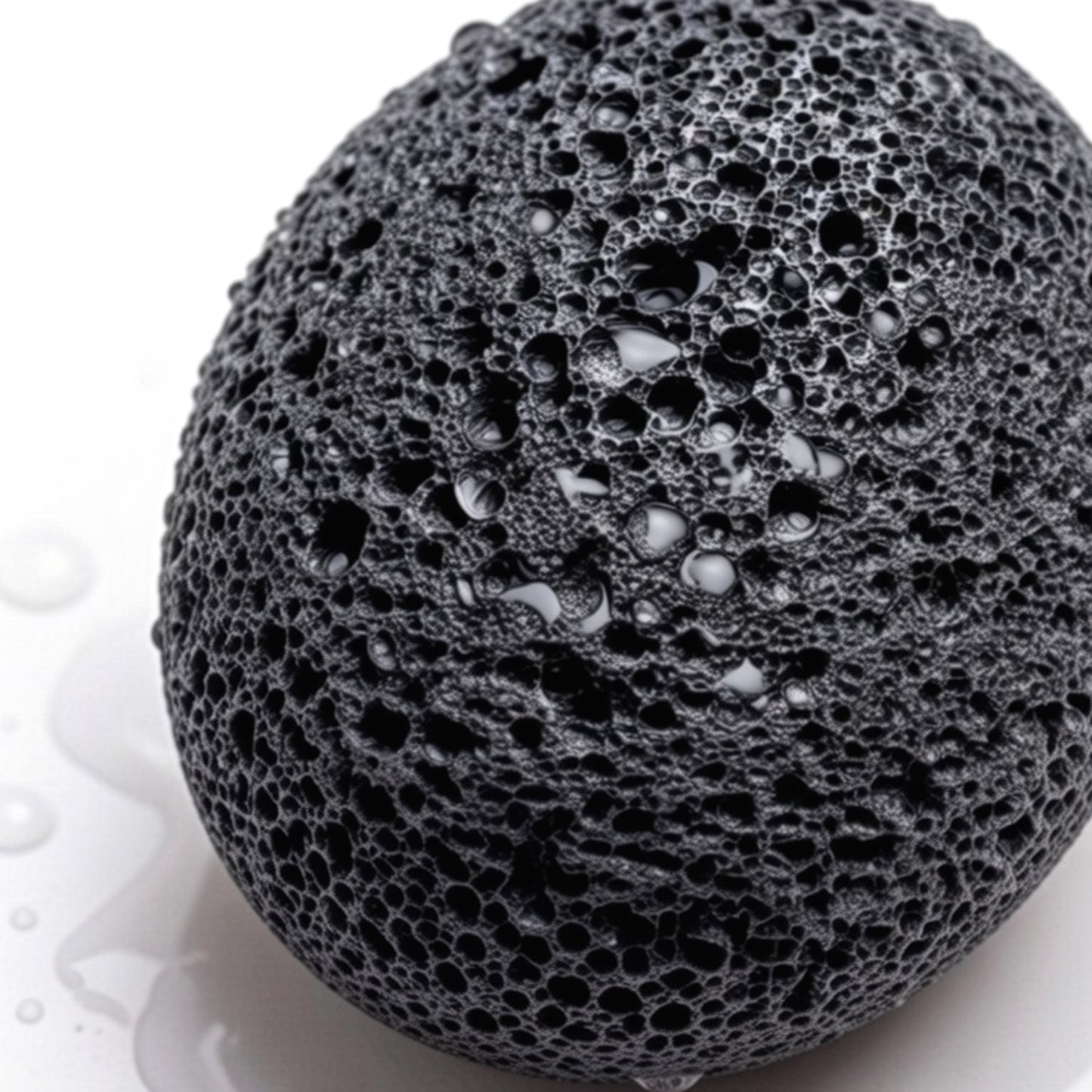 Wet natural volcanic pumice stone macro texture with droplets – lava exfoliator for dead skin removal feet