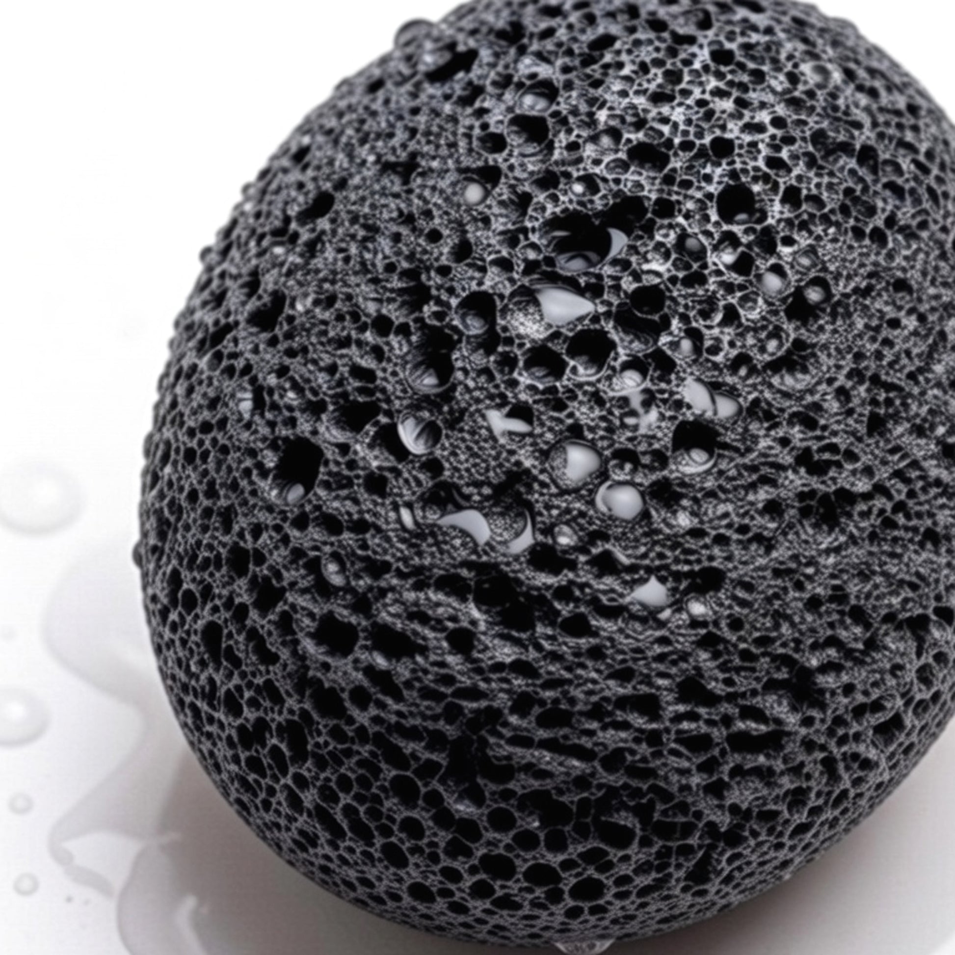 Wet natural volcanic pumice stone macro texture with droplets – lava exfoliator for dead skin removal feet