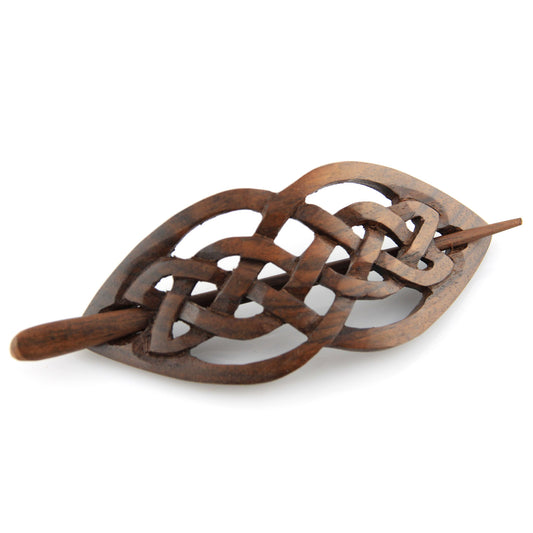 Evolatree Natural Hair Barrettes for Women and Men - Handmade Wood Barrette Hair Pin - Unique Wooden Hair Styling Accessories - 4" (Celtic Love Knot)