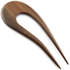Evolatree - Double Prong Sono Wood Curved Drop Carved Design Hair Stick Pin - 5"