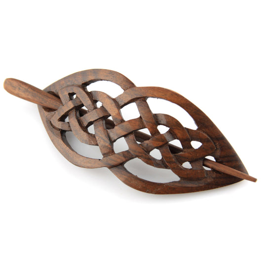 Evolatree Natural Hair Barrettes for Women and Men - Handmade Wood Barrette Hair Pin - Unique Wooden Hair Styling Accessories - 4" (Celtic Love Knot)