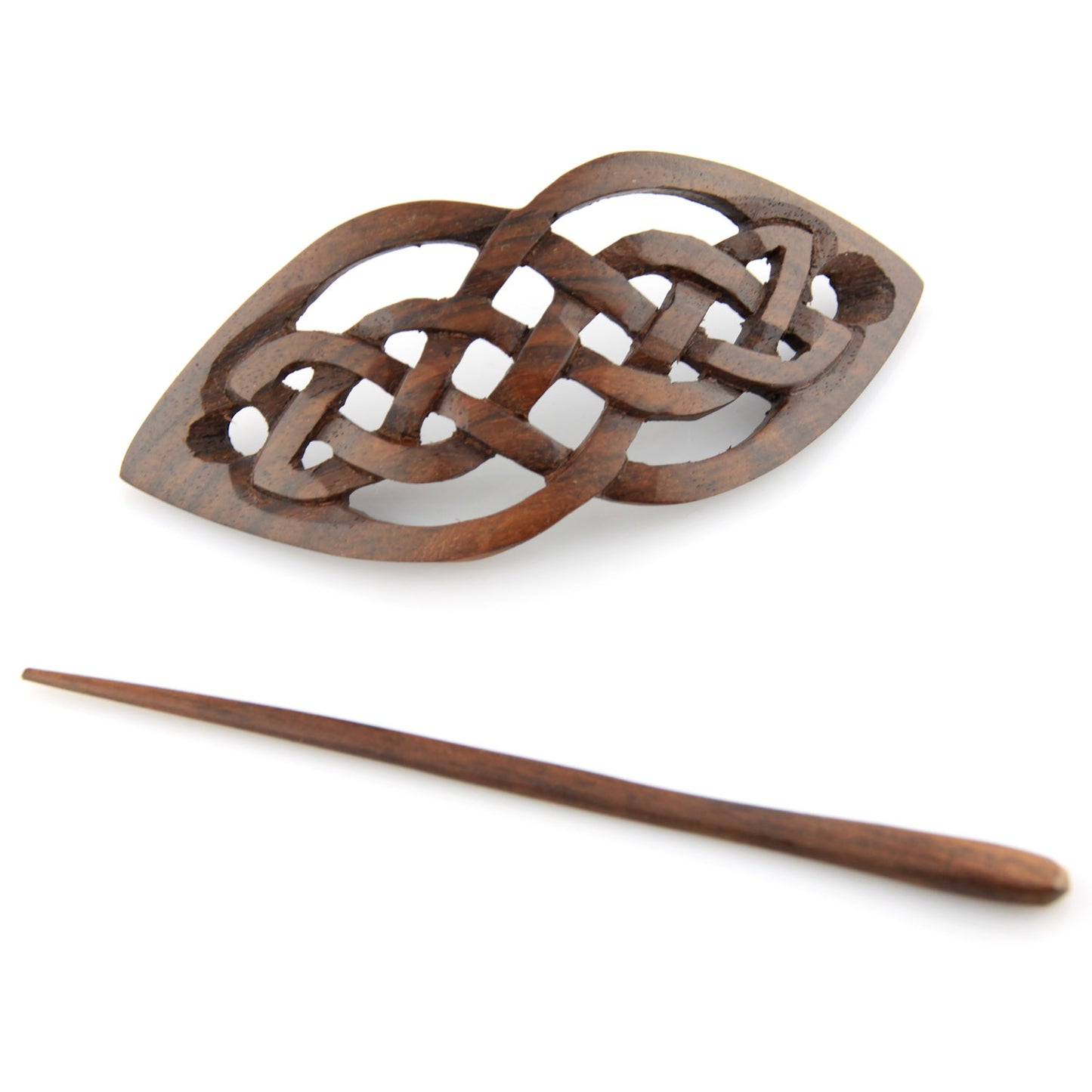 Evolatree Natural Hair Barrettes for Women and Men - Handmade Wood Barrette Hair Pin - Unique Wooden Hair Styling Accessories - 4" (Celtic Love Knot)